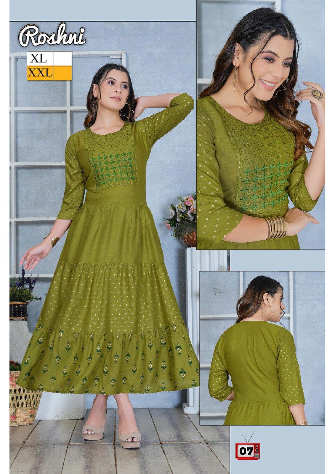 Golden Roshni  Printed Designer Wholesale Anarkali Kurti Catalog
